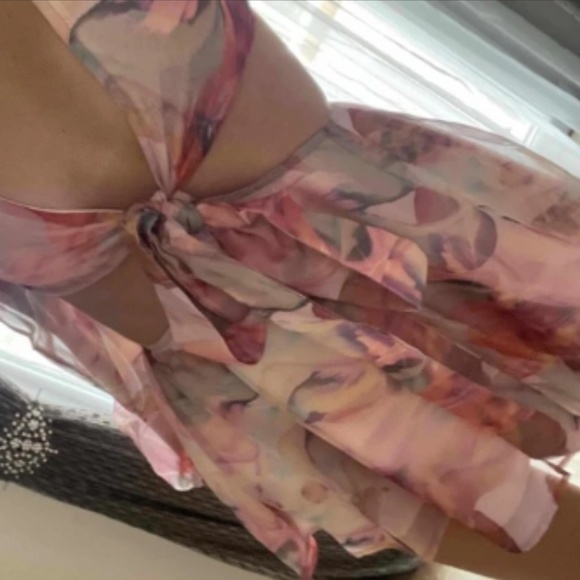 💕 NEW! GORGEOUS 2 Piece Romper Skort Cutout Minidress Adjustable Crop Top Flowy - Picture 6 of 14